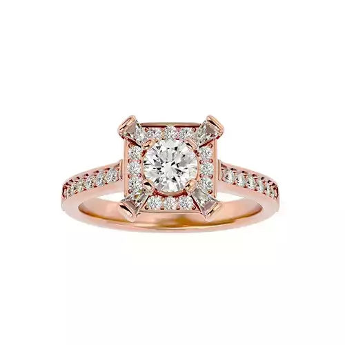 Round Halo solitaire wedding engagement ring with 360 view