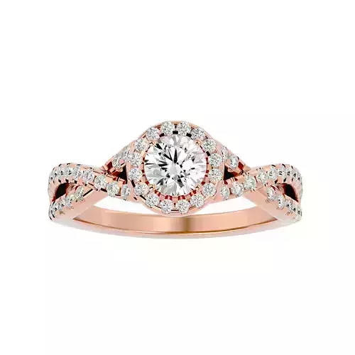 Round Halo solitaire wedding engagement ring with 360 view