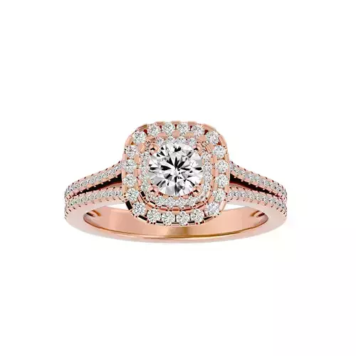 Round Halo solitaire wedding engagement ring with 360 view 3D print model