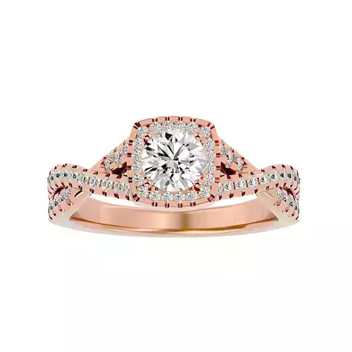 Round Halo solitaire wedding engagement ring with 360 view