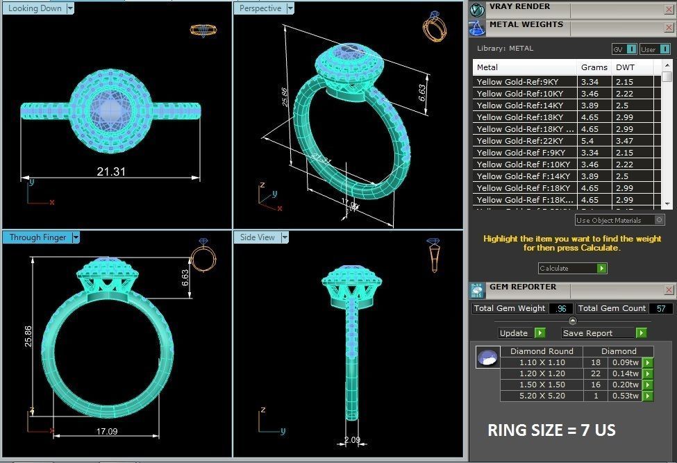 Round Halo solitaire wedding engagement ring with 360 view 3D print model_4