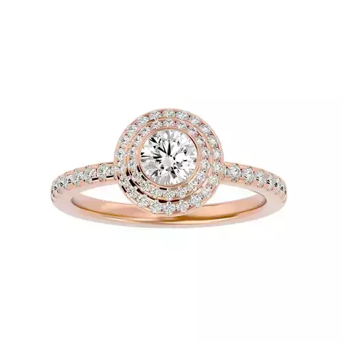 Round Halo solitaire wedding engagement ring with 360 view