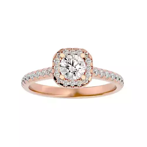 Round Halo solitaire wedding engagement ring with 360 view