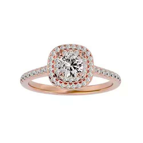 Round Halo solitaire wedding engagement ring with 360 view