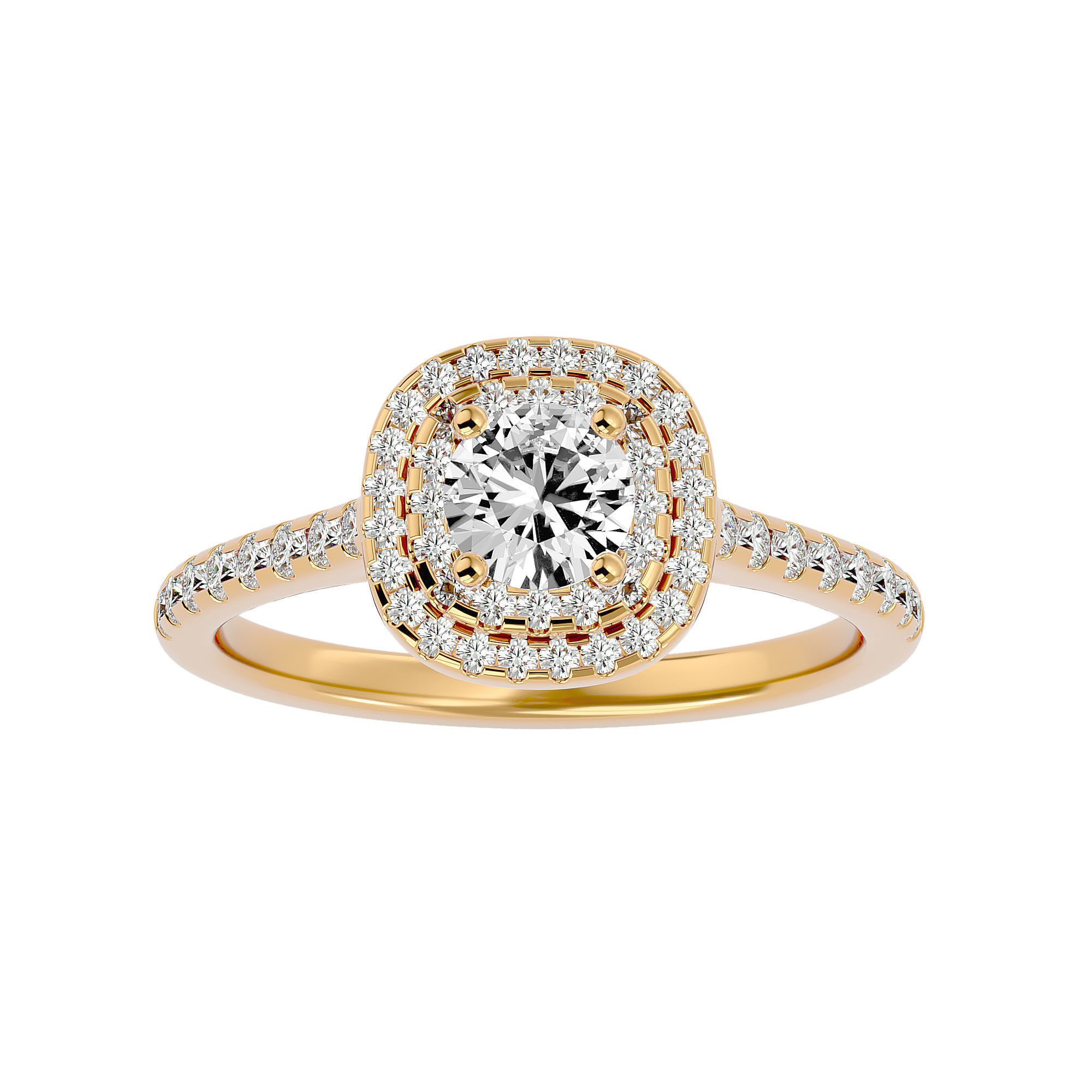 Round Halo solitaire wedding engagement ring with 360 view 3D print model_2