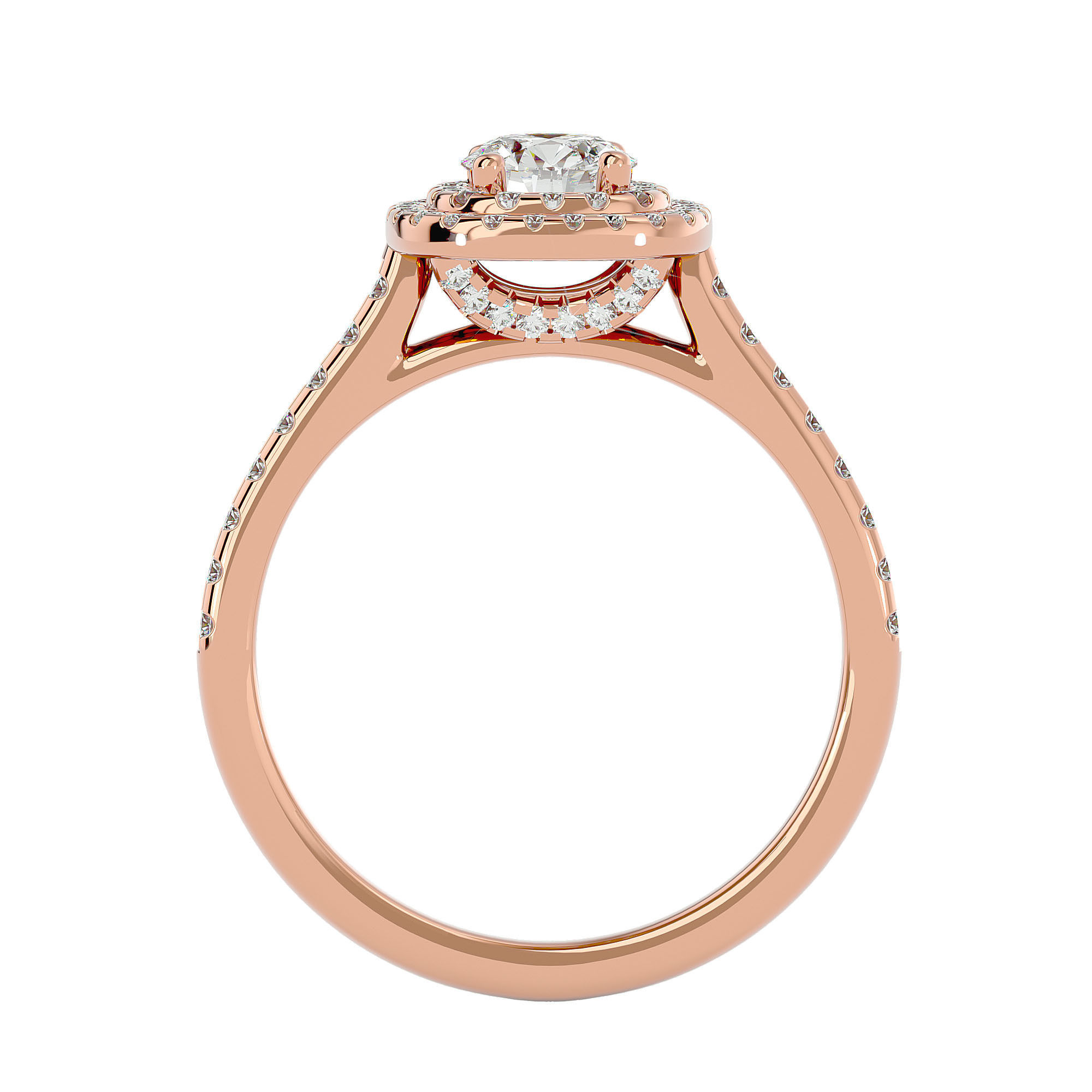 Round Halo solitaire wedding engagement ring with 360 view 3D print model_7