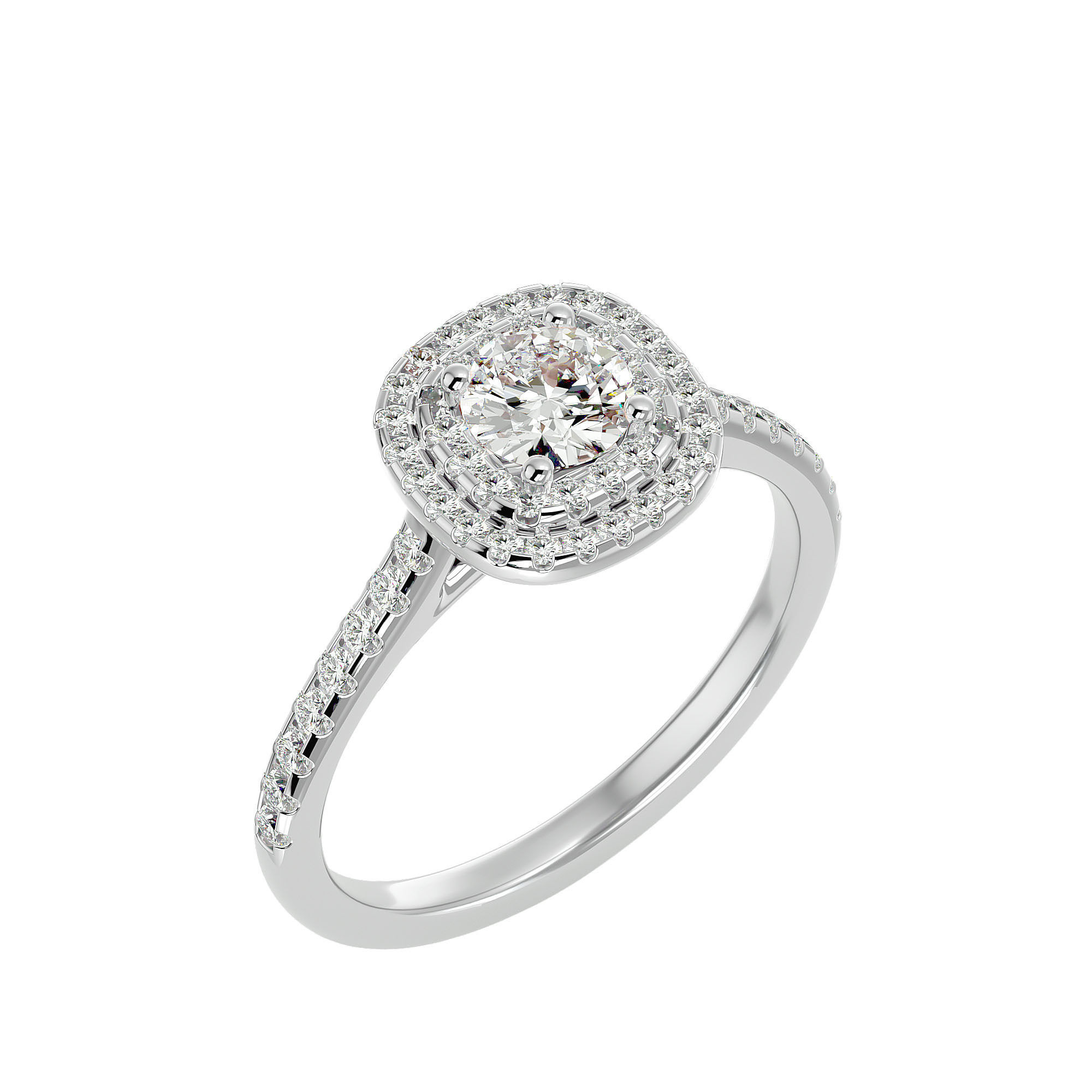 Round Halo solitaire wedding engagement ring with 360 view 3D print model_11