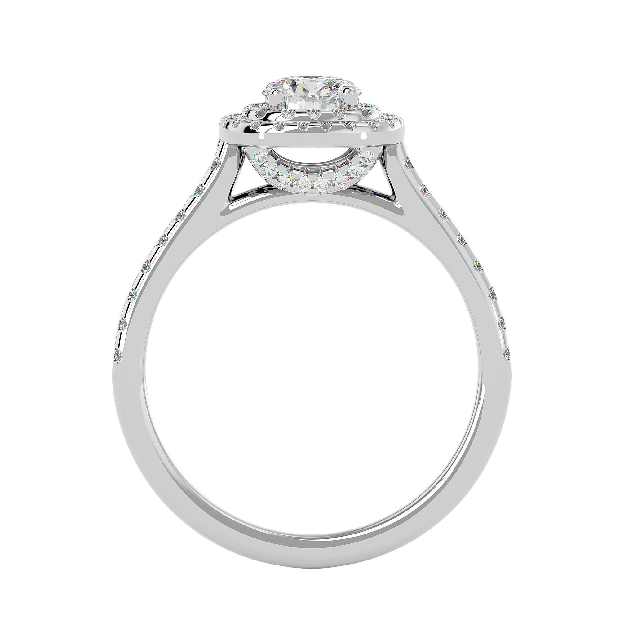 Round Halo solitaire wedding engagement ring with 360 view 3D print model_4