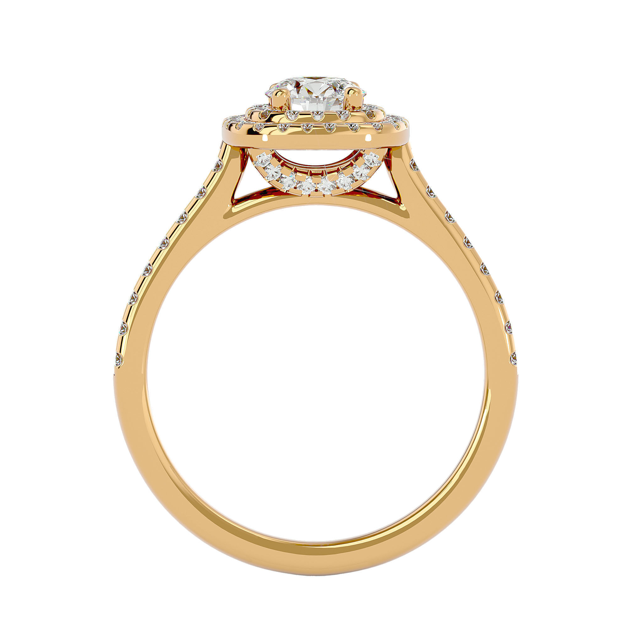 Round Halo solitaire wedding engagement ring with 360 view 3D print model_6
