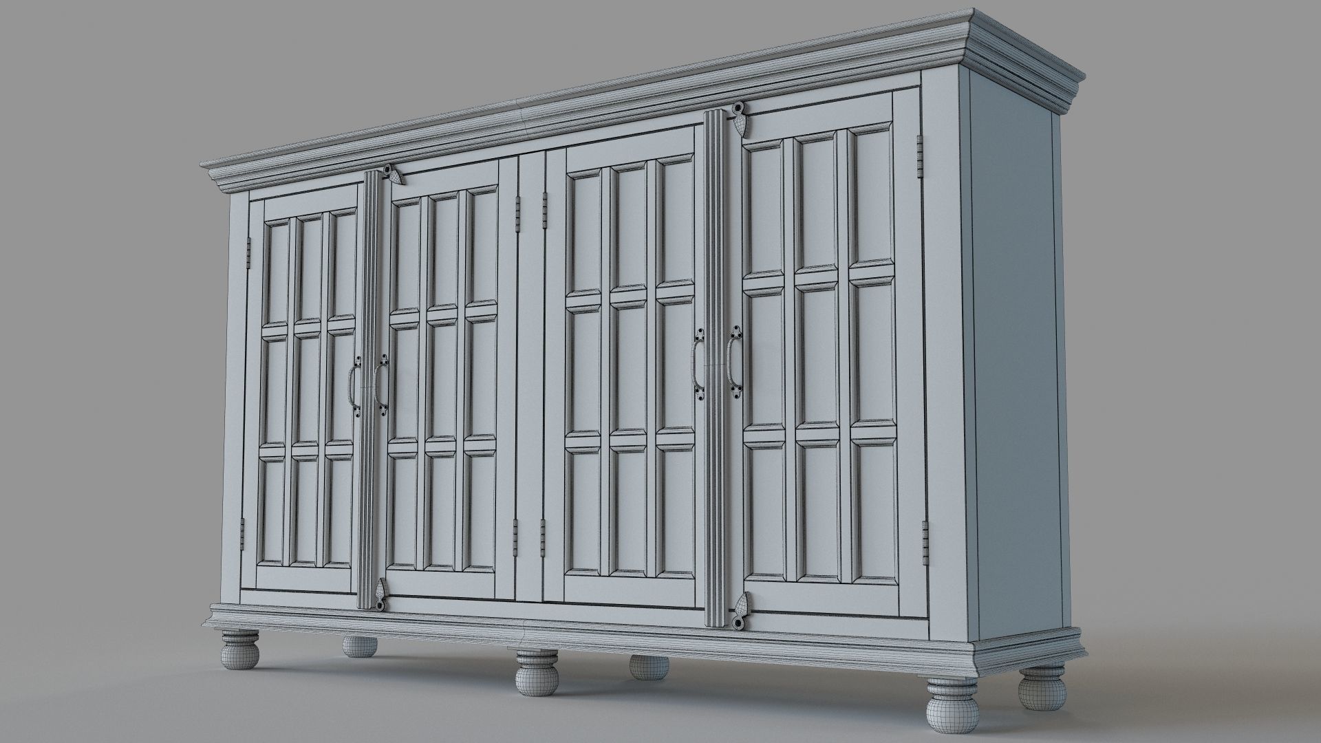Transitional 4-Door Credenza 3D model_5