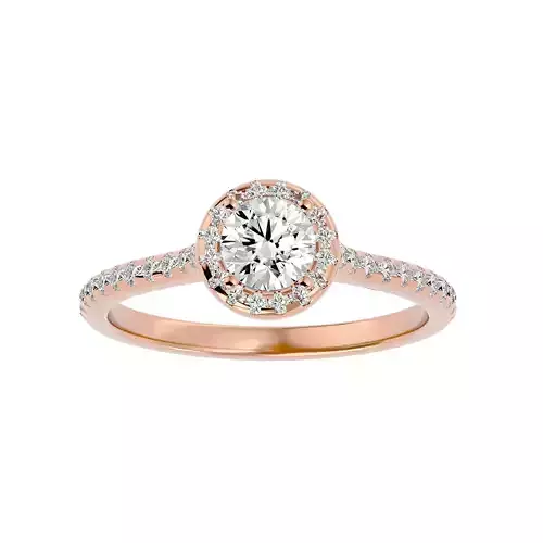 Round Halo solitaire wedding engagement ring with 360 view