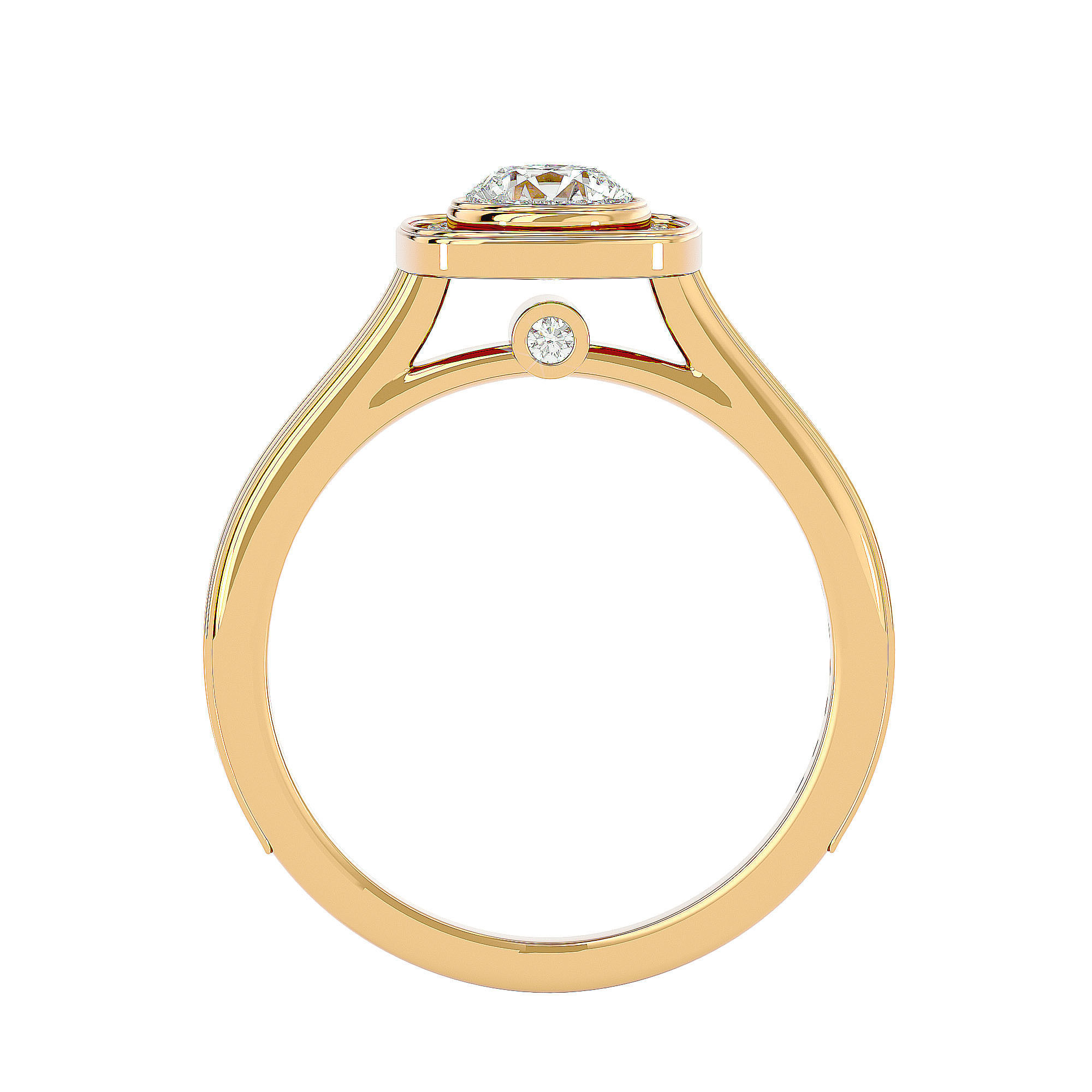 Round Halo solitaire wedding engagement ring with 360 view 3D print model_6