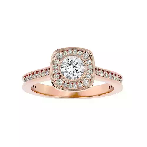 Round Halo solitaire wedding engagement ring with 360 view