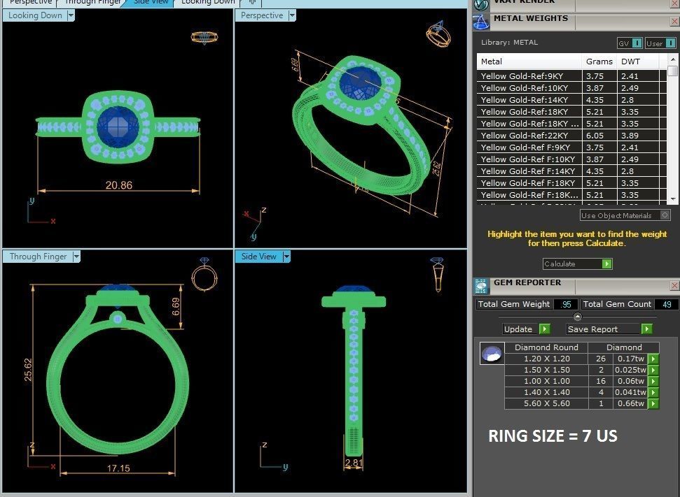 Round Halo solitaire wedding engagement ring with 360 view 3D print model_4