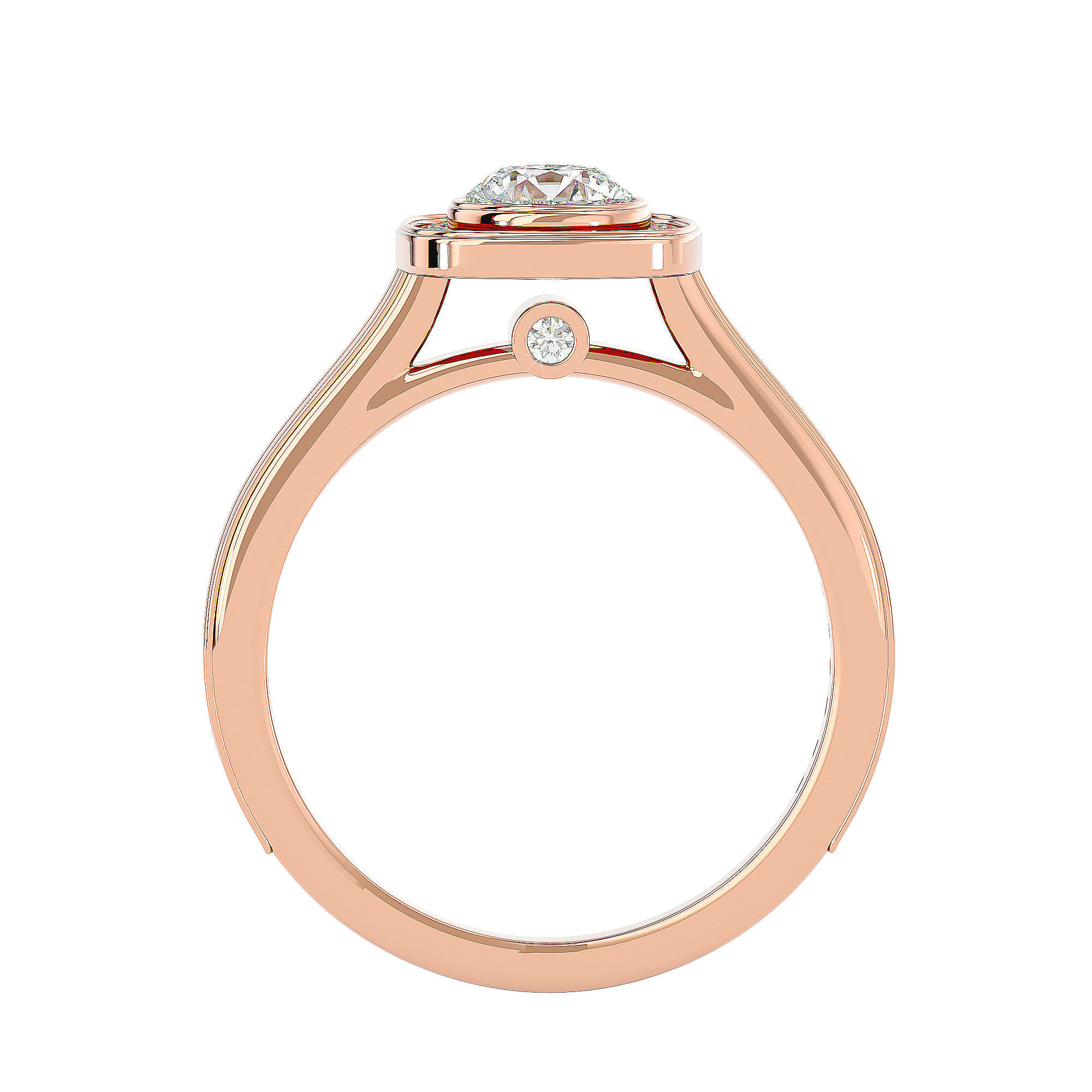 Round Halo solitaire wedding engagement ring with 360 view 3D print model_7