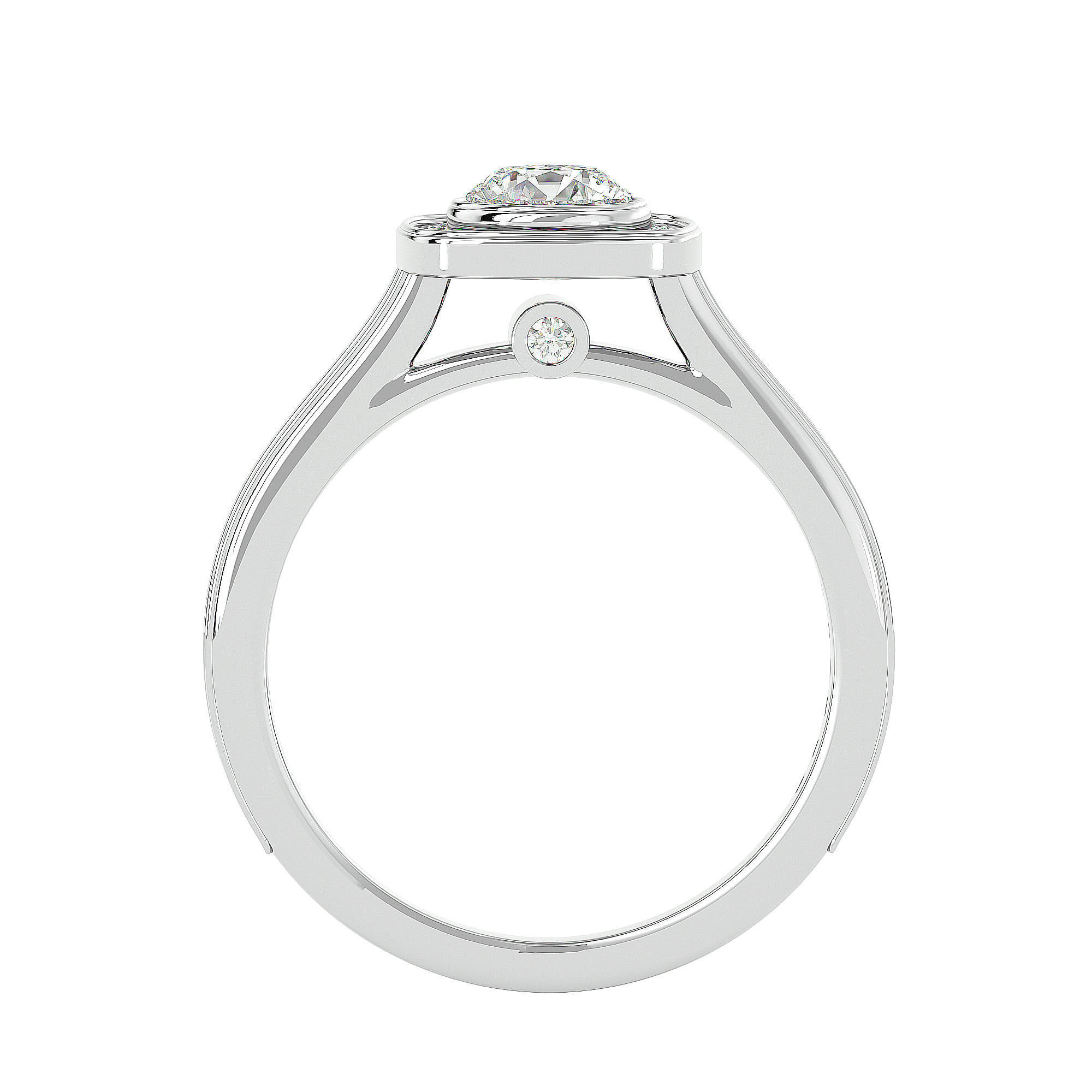Round Halo solitaire wedding engagement ring with 360 view 3D print model_5
