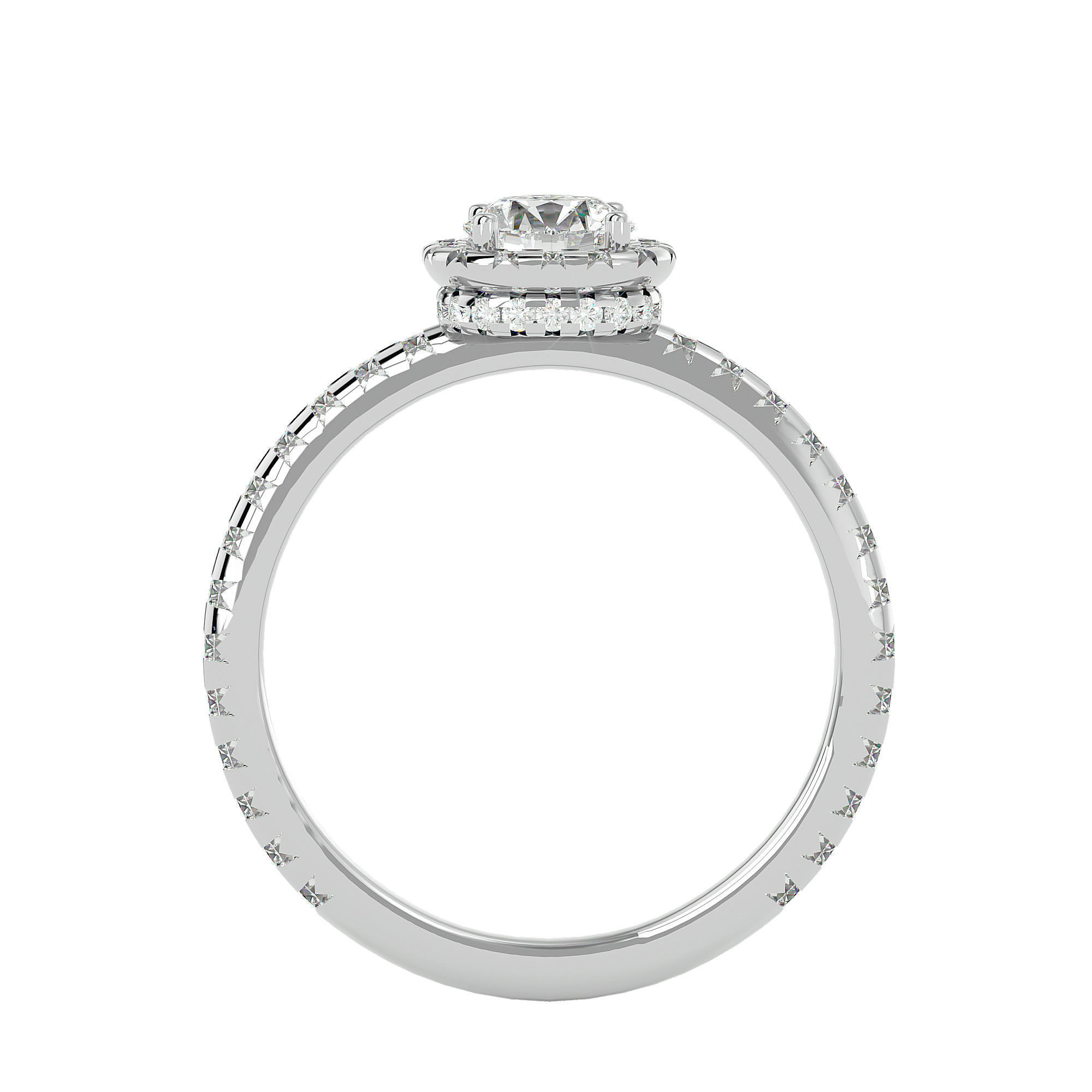 Round Halo solitaire wedding engagement ring with 360 view 3D print model_5