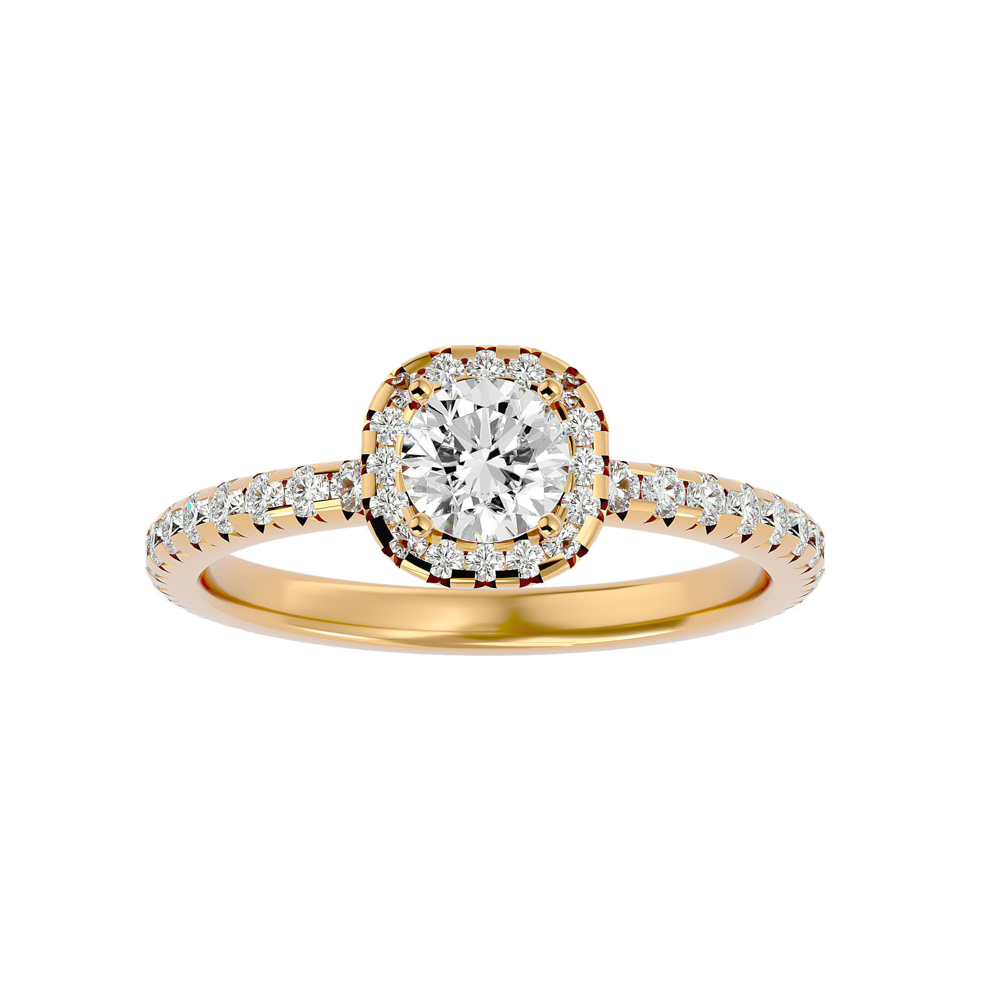 Round Halo solitaire wedding engagement ring with 360 view 3D print model_2