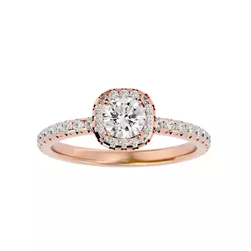 Round Halo solitaire wedding engagement ring with 360 view