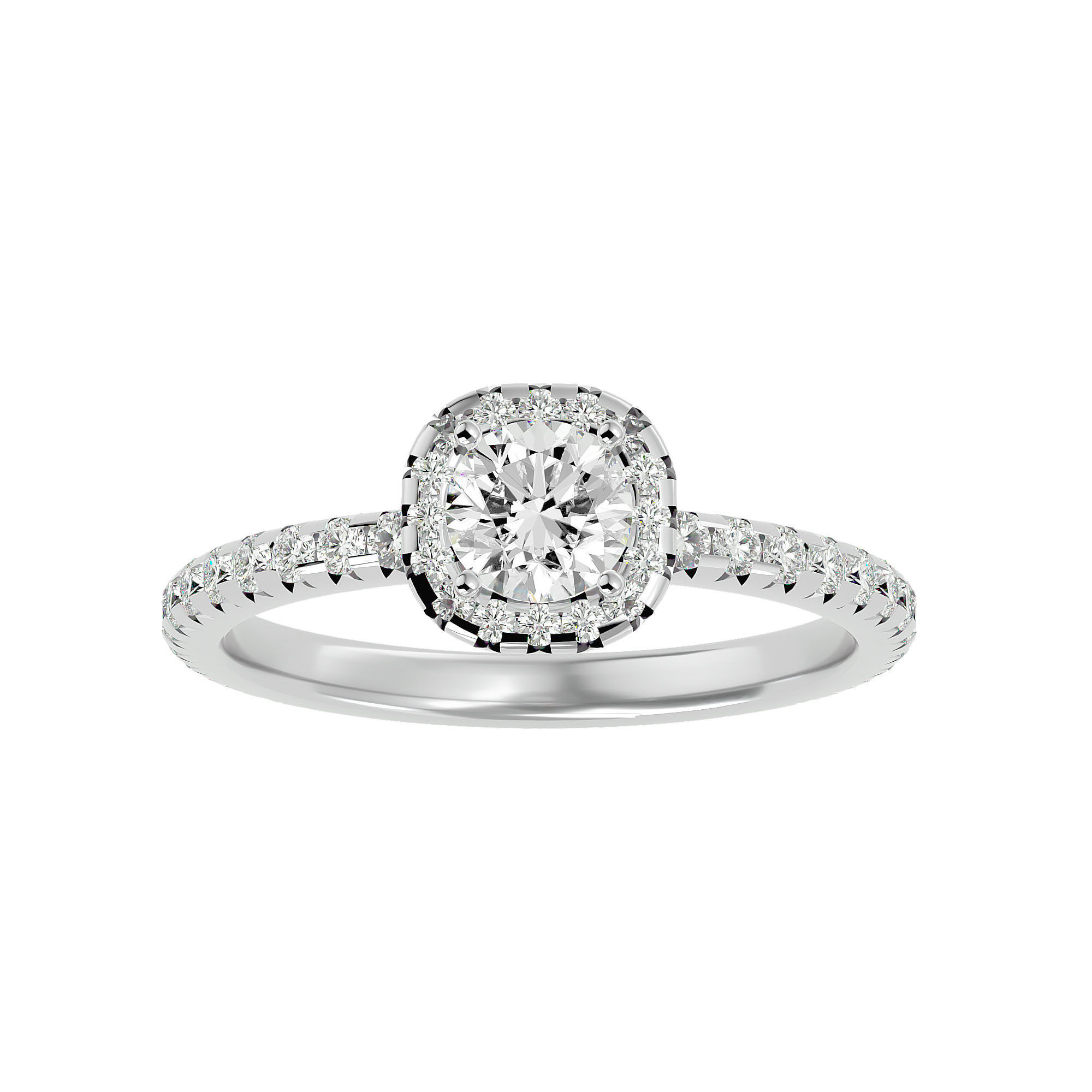 Round Halo solitaire wedding engagement ring with 360 view 3D print model_4