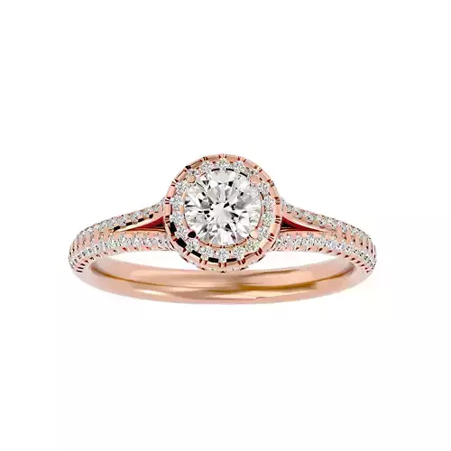 Round Halo solitaire wedding engagement ring with 360 view