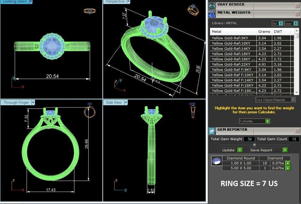 Round Halo solitaire wedding engagement ring with 360 view 3D print model_3