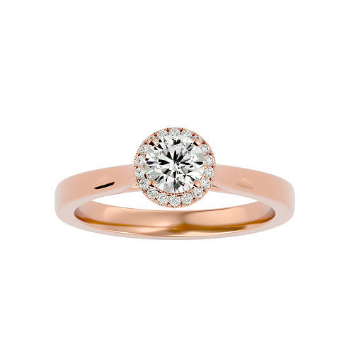 Round Halo solitaire wedding engagement ring with 360 view 3D print model