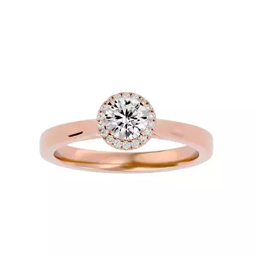 Round Halo solitaire wedding engagement ring with 360 view