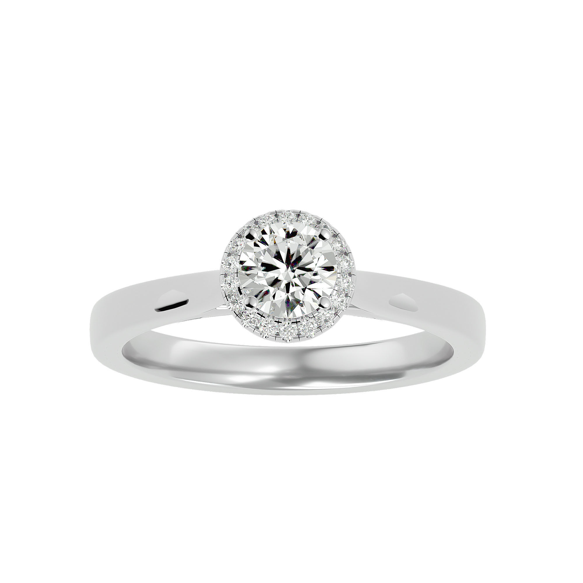 Round Halo solitaire wedding engagement ring with 360 view 3D print model_4