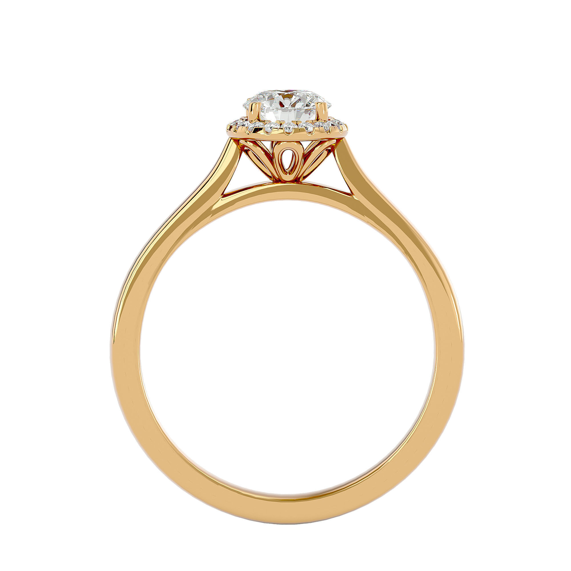 Round Halo solitaire wedding engagement ring with 360 view 3D print model_6