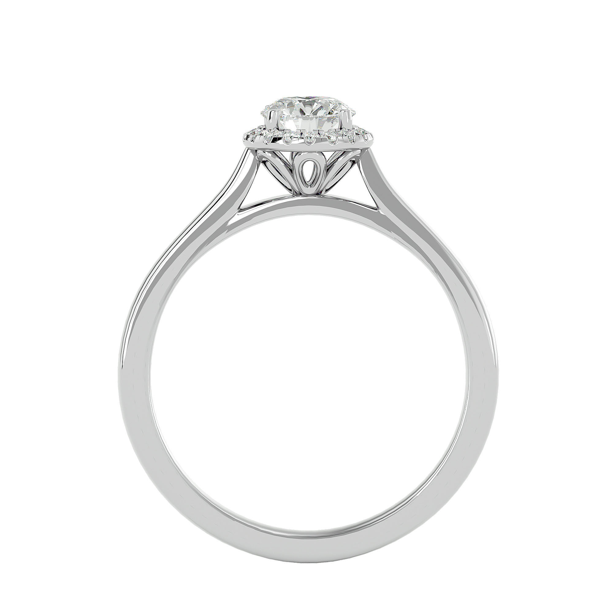 Round Halo solitaire wedding engagement ring with 360 view 3D print model_5