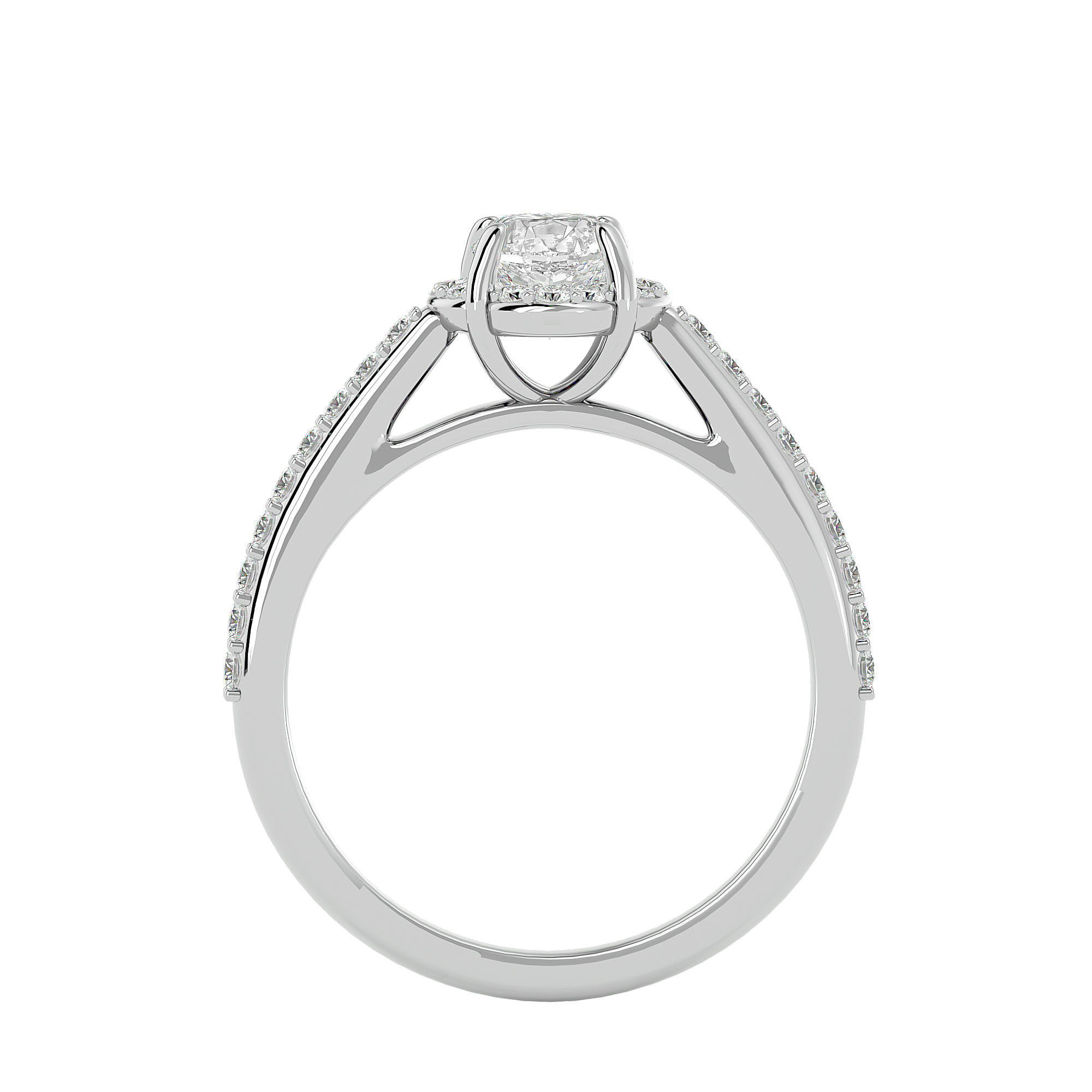 Round Halo solitaire wedding engagement ring with 360 view 3D print model_5