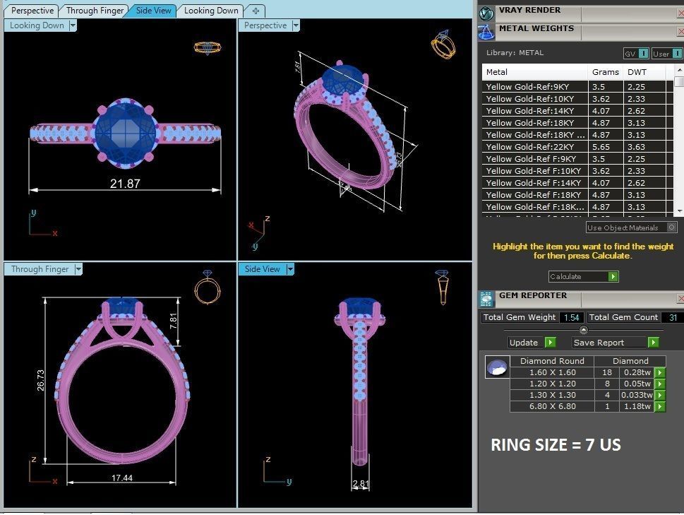 Round Halo solitaire wedding engagement ring with 360 view 3D print model_4