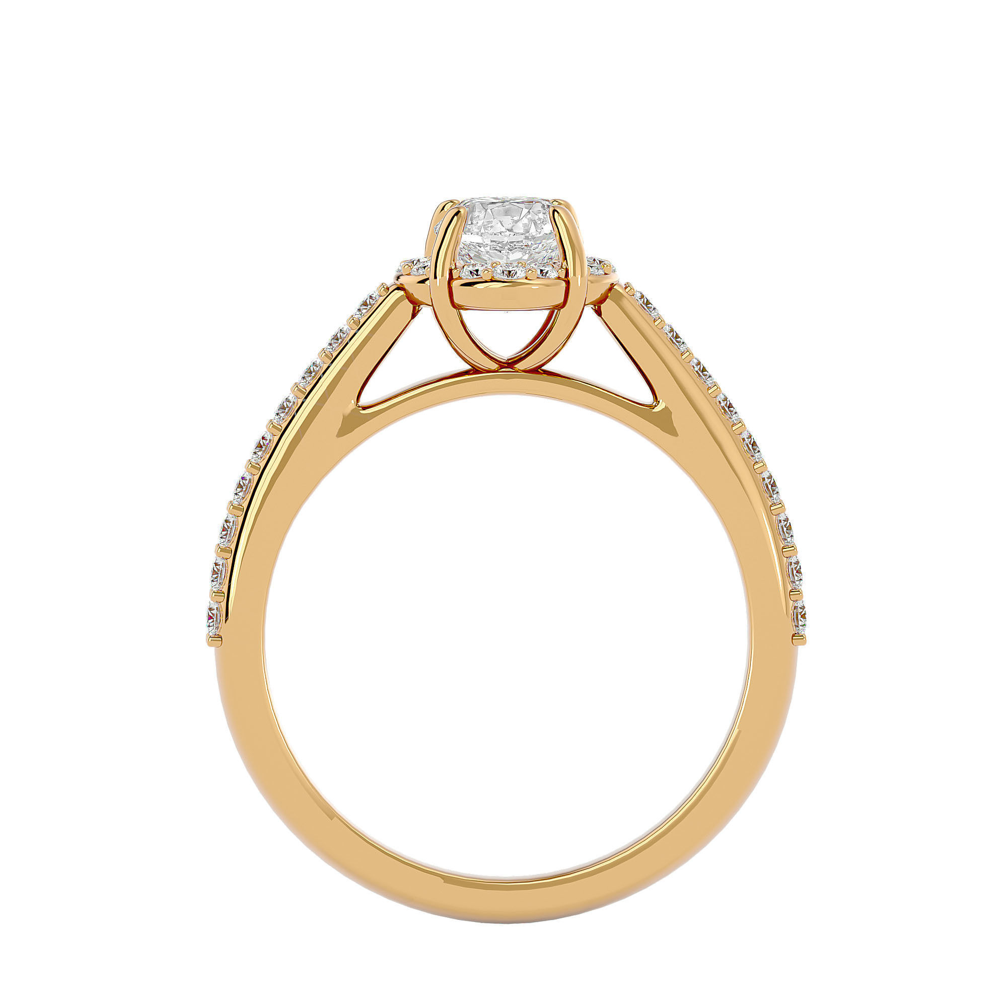 Round Halo solitaire wedding engagement ring with 360 view 3D print model_6