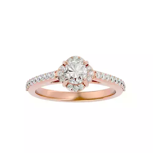 Round Halo solitaire wedding engagement ring with 360 view