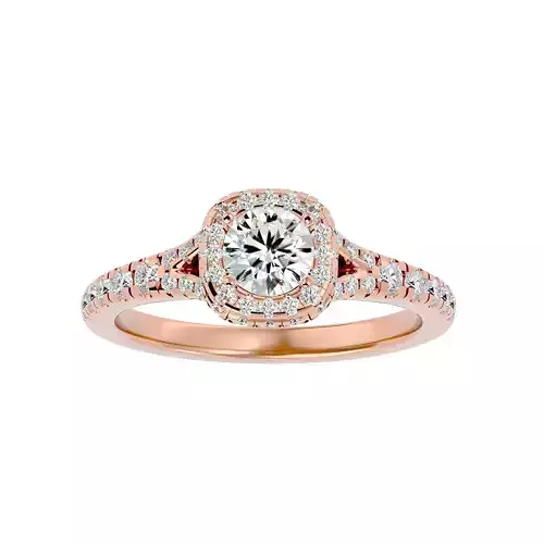 Round Halo solitaire wedding engagement ring with 360 view