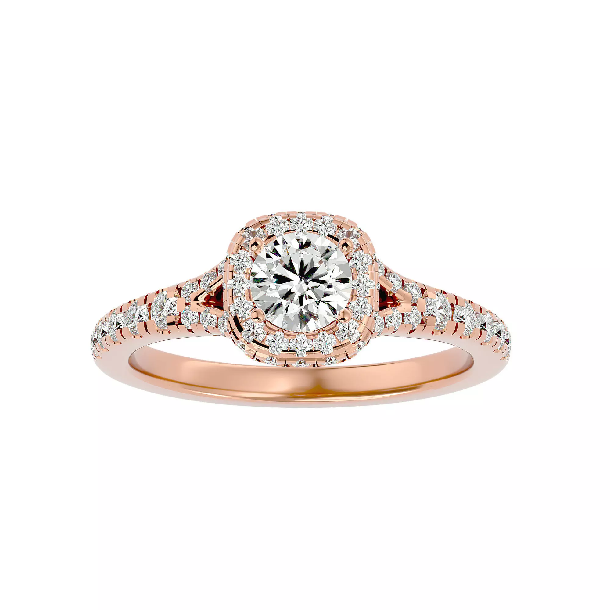 Round Halo solitaire wedding engagement ring with 360 view 3D print model_0