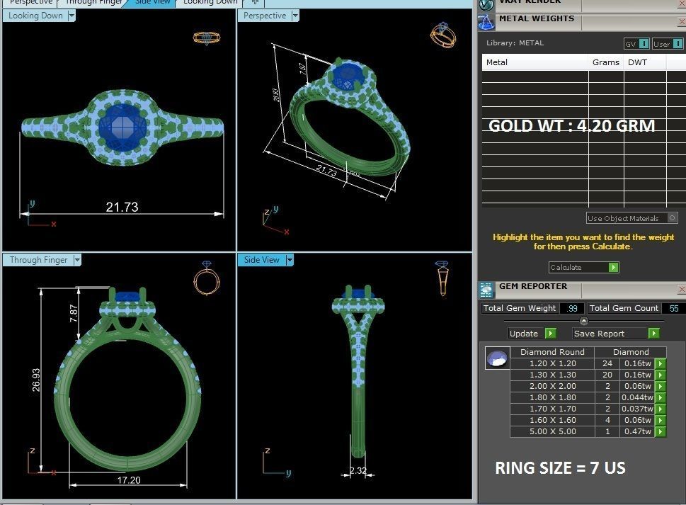 Round Halo solitaire wedding engagement ring with 360 view 3D print model_4