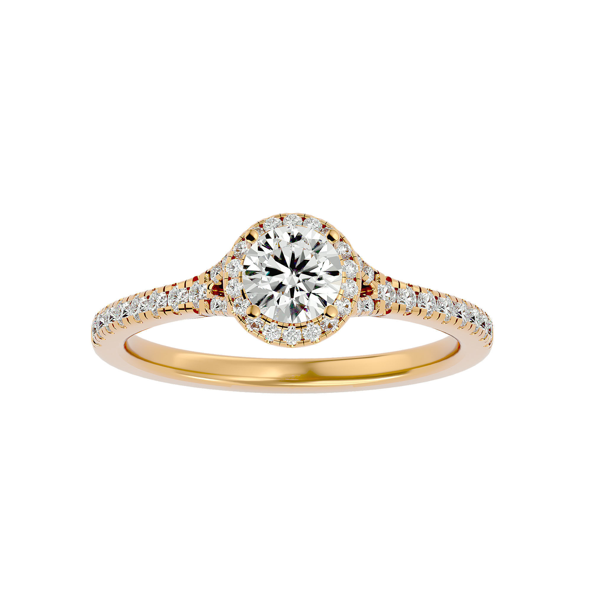 Round Halo solitaire wedding engagement ring with 360 view 3D print model_2