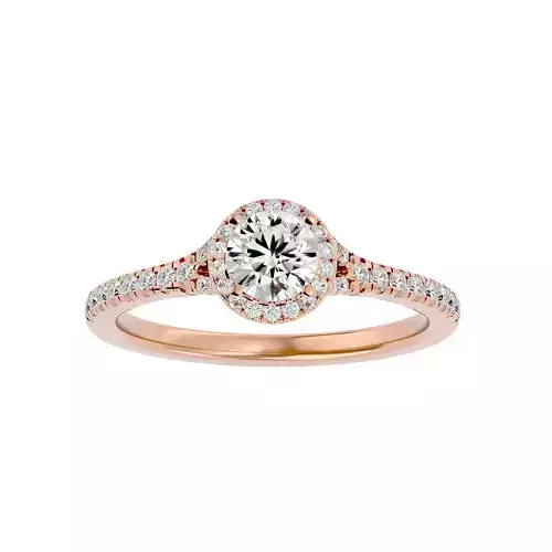 Round Halo solitaire wedding engagement ring with 360 view