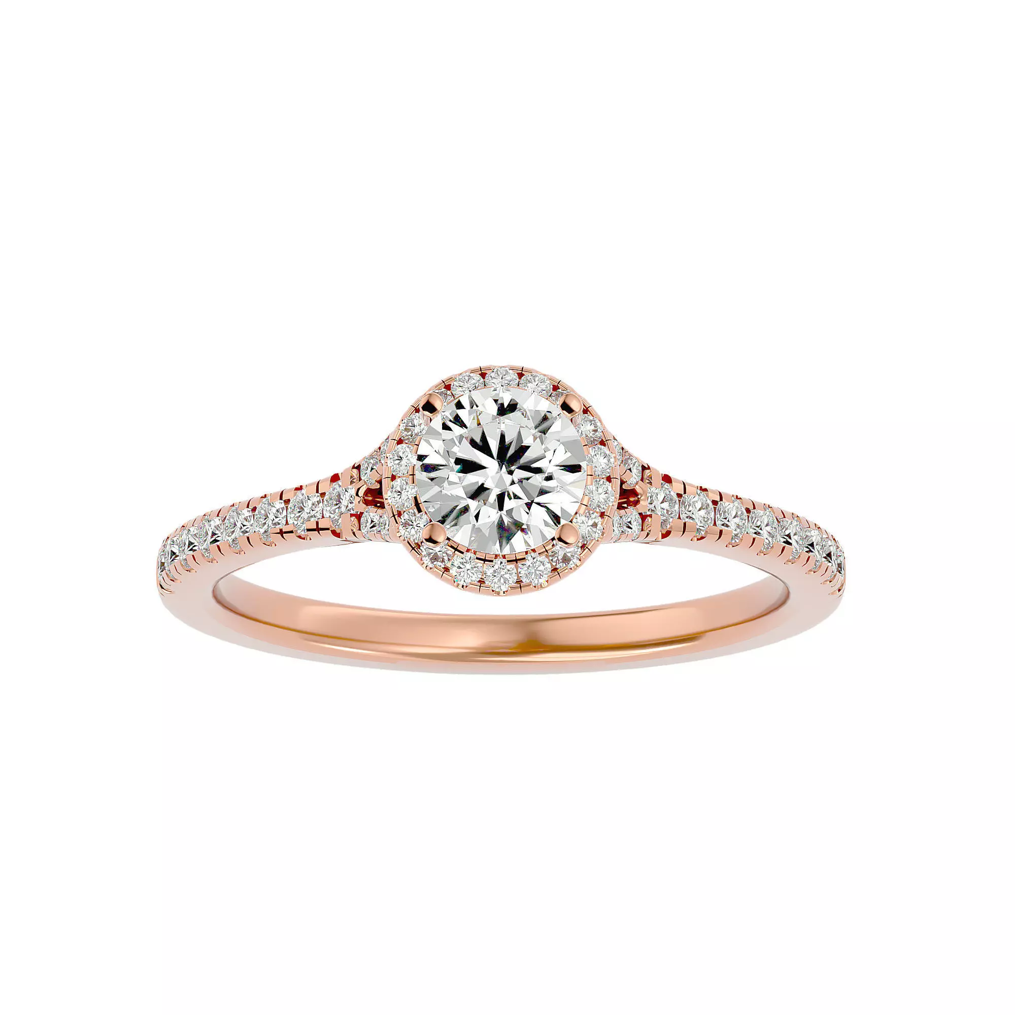 Round Halo solitaire wedding engagement ring with 360 view 3D print model_0