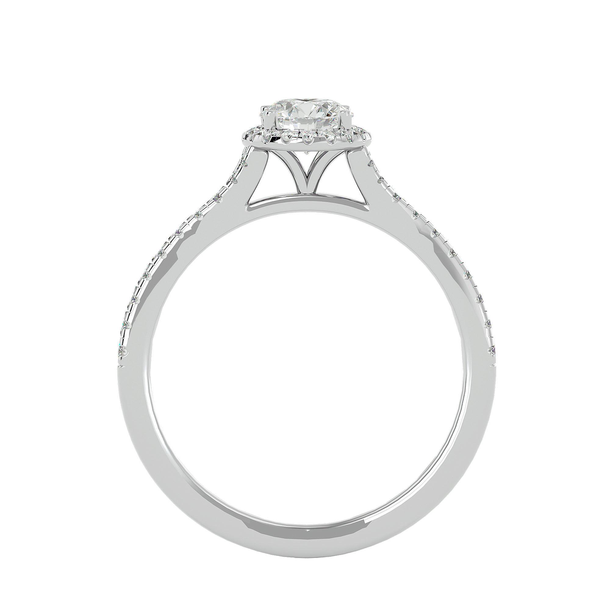 Round Halo solitaire wedding engagement ring with 360 view 3D print model_4