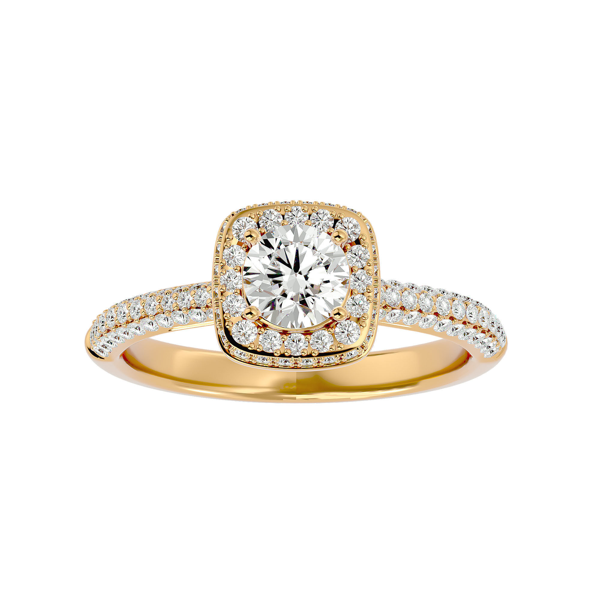 Round Halo solitaire wedding engagement ring with 360 view 3D print model_2