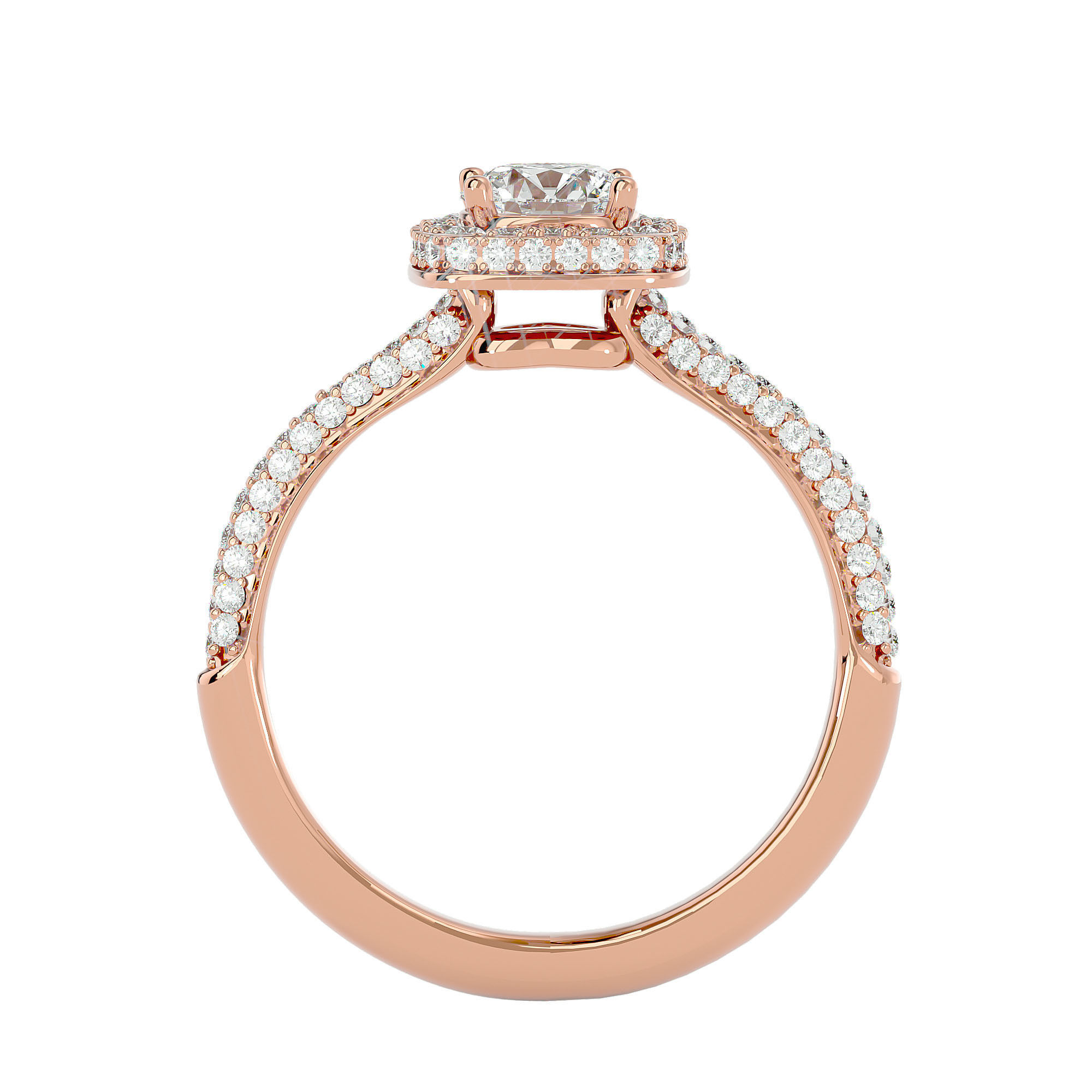 Round Halo solitaire wedding engagement ring with 360 view 3D print model_7