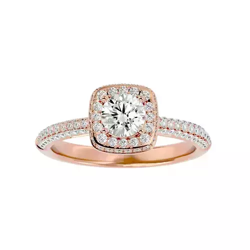 Round Halo solitaire wedding engagement ring with 360 view