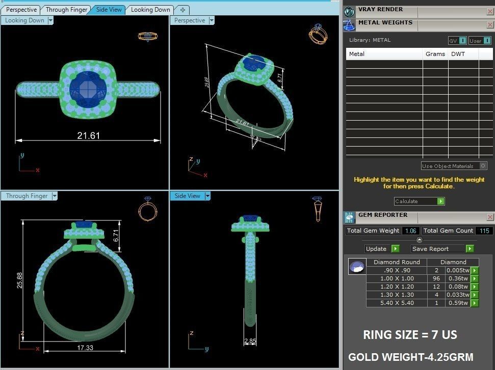 Round Halo solitaire wedding engagement ring with 360 view 3D print model_4