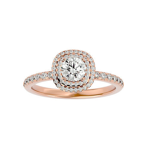 Round Halo solitaire wedding engagement ring with 360 view 3D print model