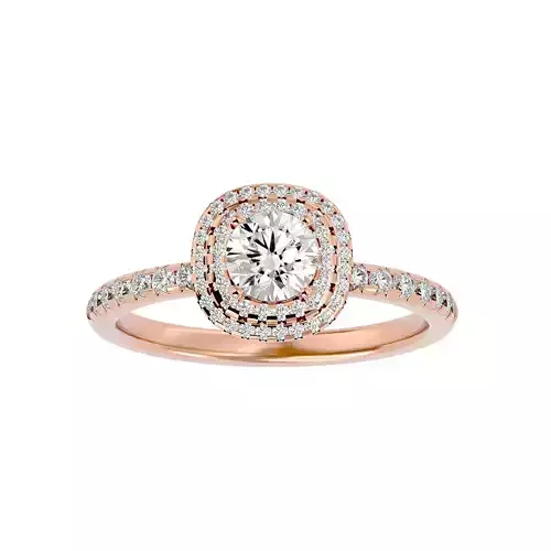 Round Halo solitaire wedding engagement ring with 360 view