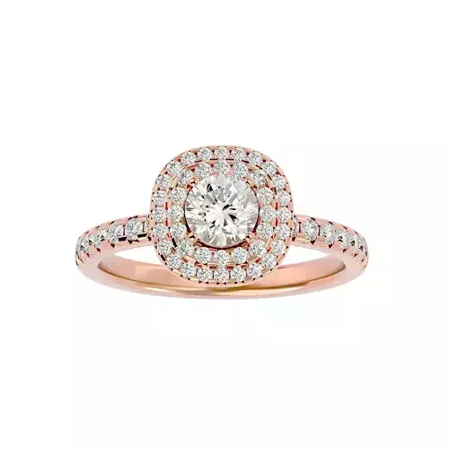 Round Halo solitaire wedding engagement ring with 360 view