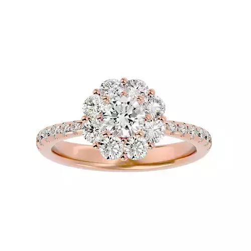 Round Halo solitaire wedding engagement ring with 360 view